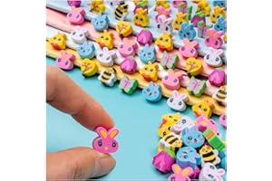 YGAOHF Mini Easter Erasers, 200 PCS Cute Mini Erasers, Corlorful Rabbit, Bees, Butterfly, Easter Egg Fillers, Novelty Pencil Erasers for Easter Party Favor and Art Supplies
