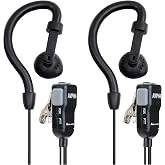 Midland - AVPH4 Ear Clip Headset Headphones for Midland GMRS Two-Way Radios | Secure Fit - Crystal Clear Communication Built-In Microphone and Push To Talk Button