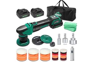 BATOCA S4 Cordless Polisher for Car Detailing with 2Pcs 12V 2.5Ah Batteries, Both Rotary Buffer & Dual Action Polisher, 1&3inch Brushless Polisher, Basic Kit