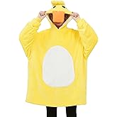 Hrxcrzco Unisex Animal Costume, Comfy & Warm Cartoon Pajamas Animal Flannel Sherpa Pullover Hoodie Halloween Cosplay