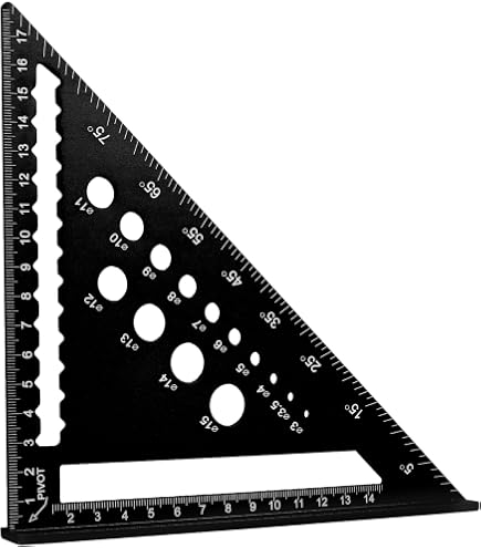 7 Inch Metric Aluminum Triangle Ruler - Adjustable Angle Protractor, 0-90°, Roofing & Layout Square - View #11