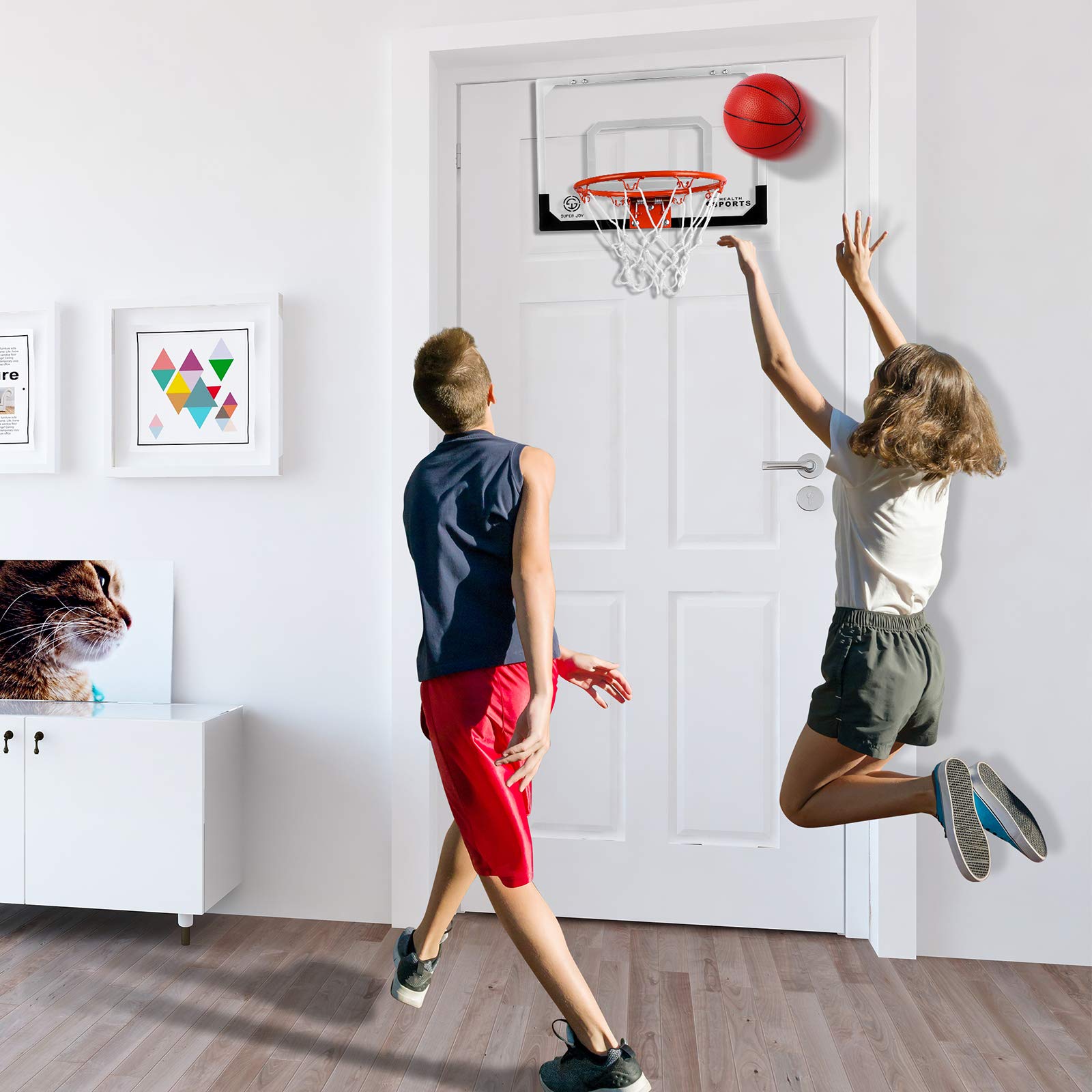 AOKESI Indoor Mini Basketball Hoop Set with 3 Balls for Kids and Adults