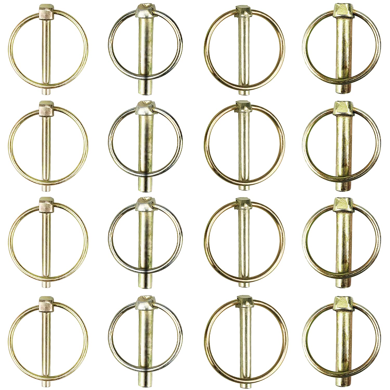 16 Pieces Lynch Pins, 4 Sizes Linch Pin, Trailer Linch Pins, O-Type Safety Pin for Farm Tractors Trailers Trucks Mowers (4.5mm + 6mm+ 8mm +10mm)