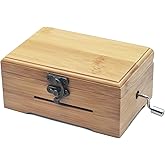 Wingostore 30 Notes Hand Crank Music Box Movement with Copper Gear DIY Make Your Music Tool Kit (With Bamboo Box)