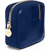 Embla Clear Small Makeup Bag for Purse, Mini Waterproof Nylon Cosmetic Pouch, See Through Travel Toiletry Bag with Smooth Zipper, Navy Blue