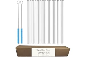 LIFEHIM 15pcs Clear Glass Straws Drinking Reusable, 10 inch Long Glass Pipe for Blowing Industrial Glass Tubing, 10 mm Premium Borosilicate Glass Tubes 2mm Thick Wall