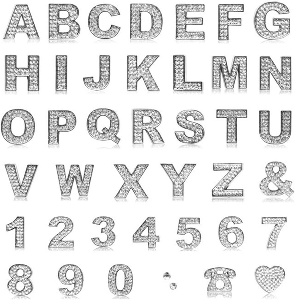 1 Piece Individual DIY Metal Diamond Letter Alphabets 3D Car Badge Sticker Decal Emblem (Letter"F", Silver)