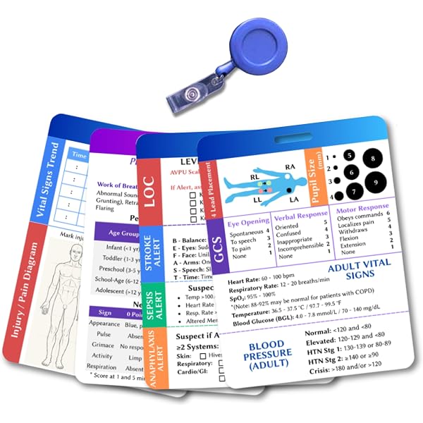 Emergency Medical Reference Cards EMT Badge Card Set - 6 Vertical ...