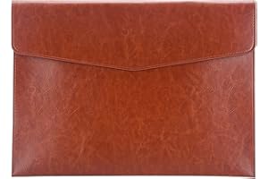 Enyuwlcm PU Leather A4 File Folder Document Holder Envelope Folder Case with Snap Closure for Receipt Contract (Brown)