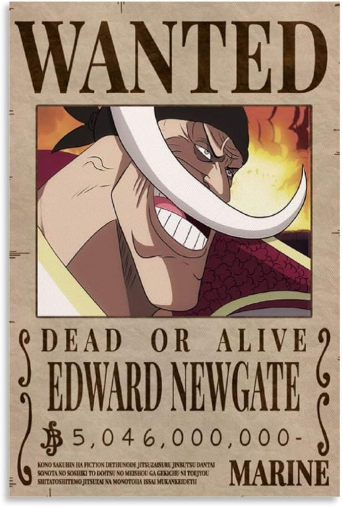 Póster de anime de una pieza para decoración de pared, diseño de barba