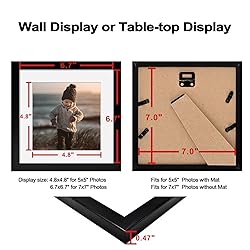KINLINK 7x7 Picture Frames Black, Square Photo