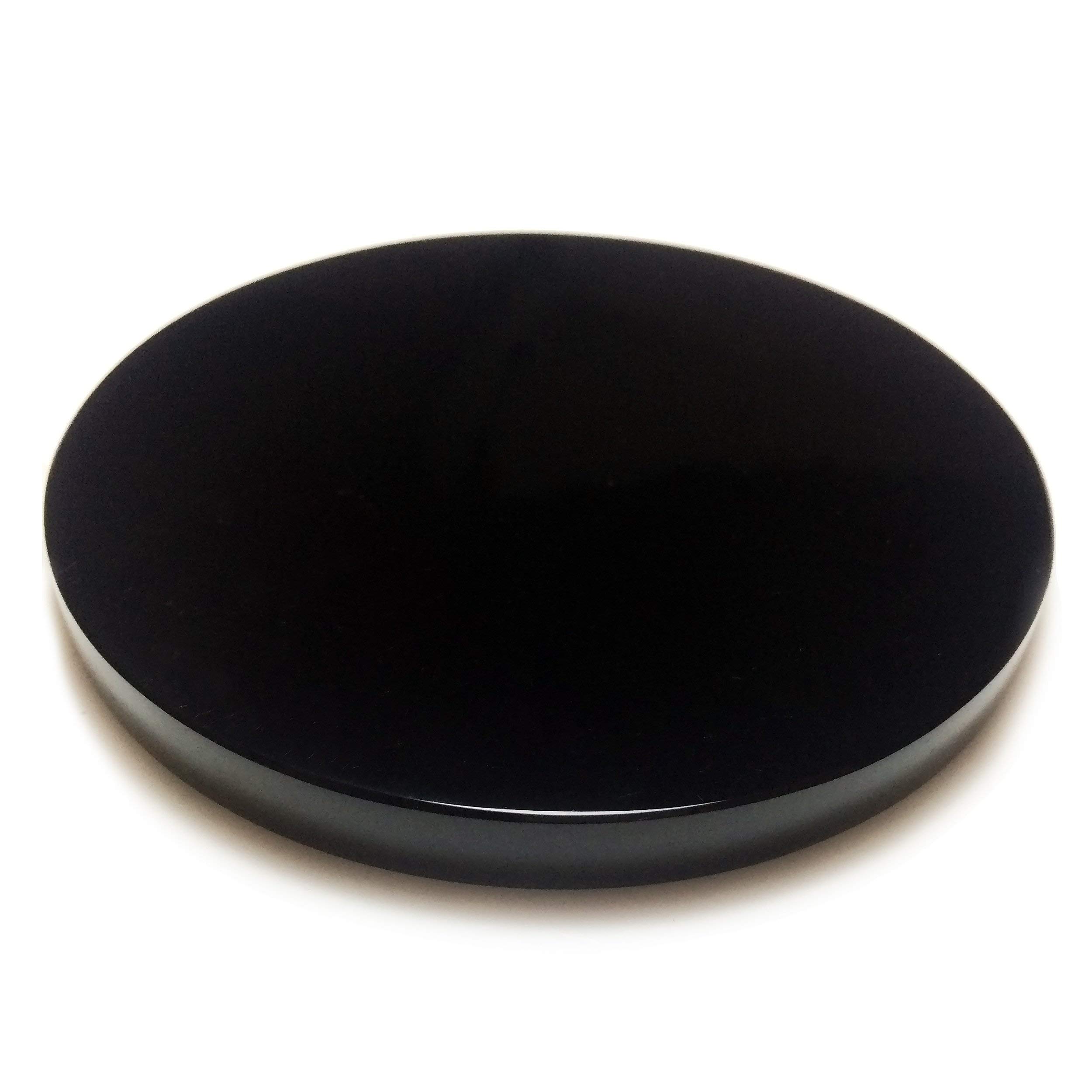 Polar Jade Natural Black Obsidian Stone Scrying Mirror 100 mm / 4.0”