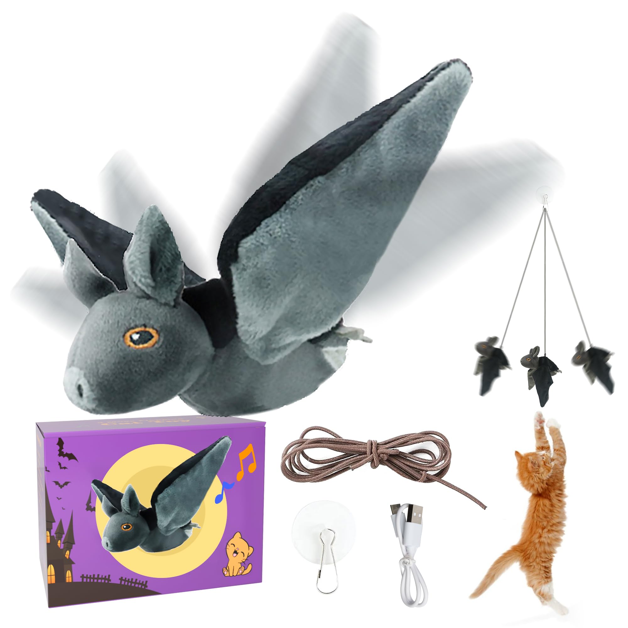 Photo 1 of LEWISER Cat Toys, Flapping Wings Cute Bat, No Flying, Chirping Bird Interactive Catnip Toy for Kitten or Small Dogs, Touch Activated, Rechargeable