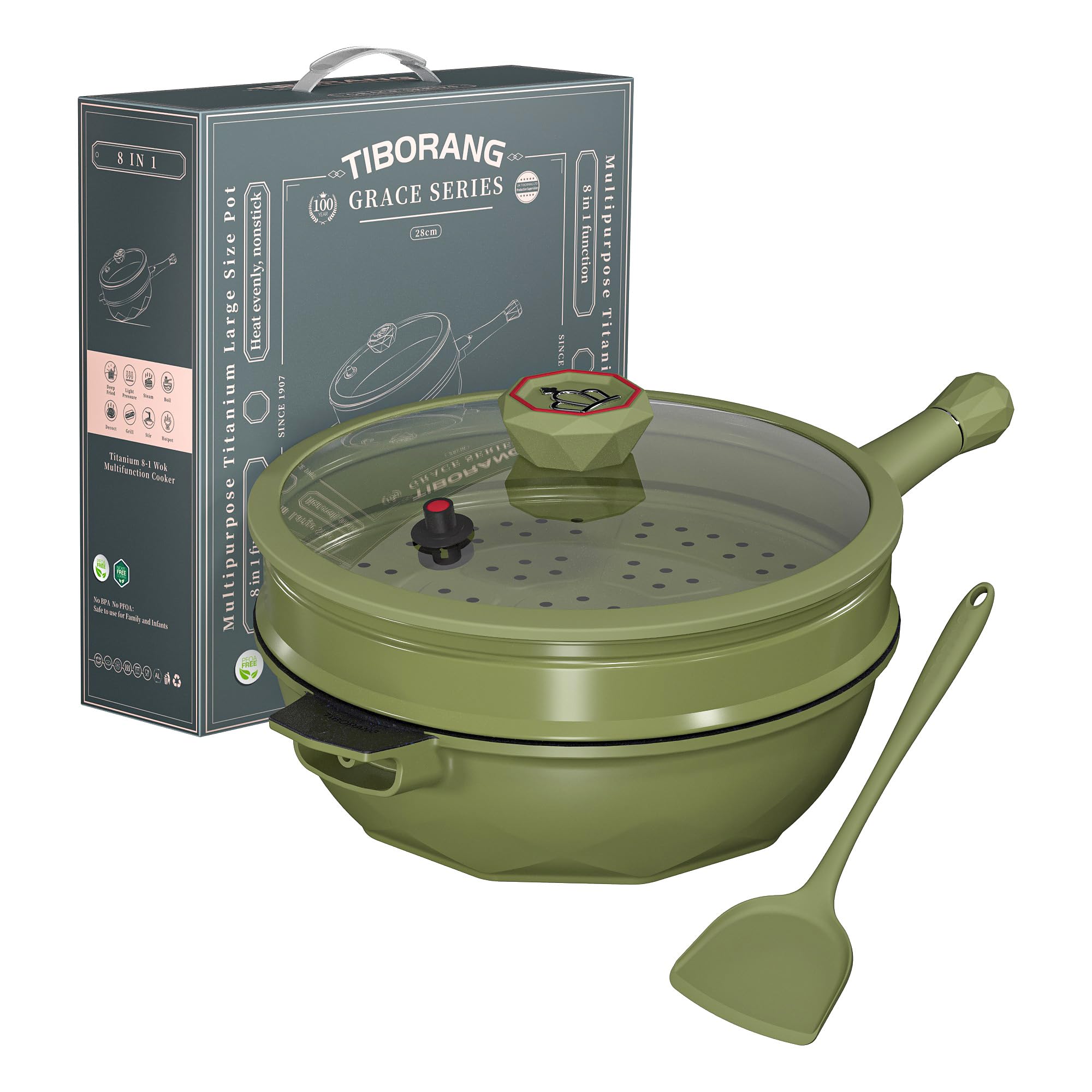 TIBORANG 8-in-1 Multipurpose Cookware With Lid TIBORANG 8-in-1 Nonstick ...
