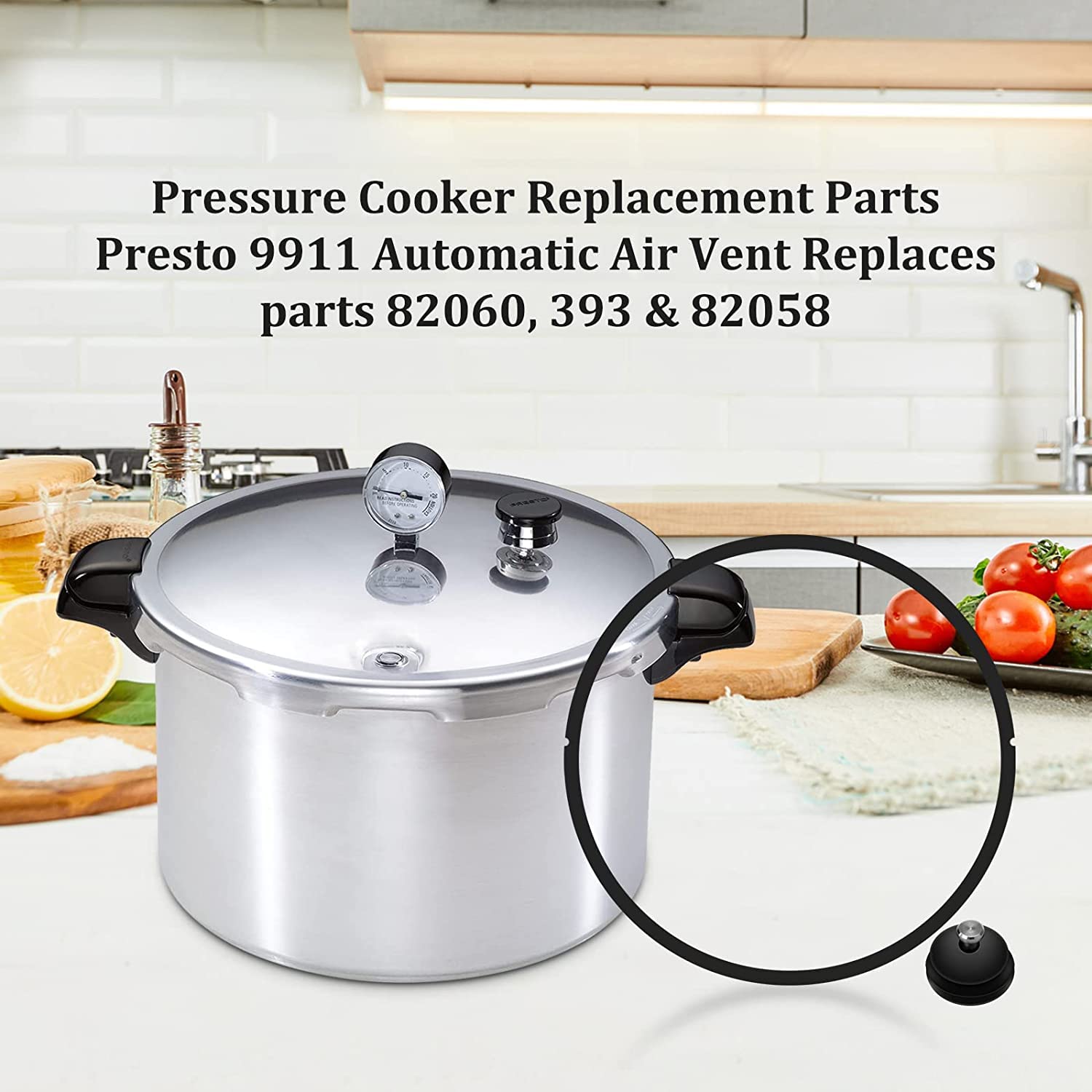 09907 Pressure Canner Sealing Ring & Automatic Air Vent For Presto In Box Pressure Canner Cooker CA16, CA16H & 21 Qt - 2-Pack