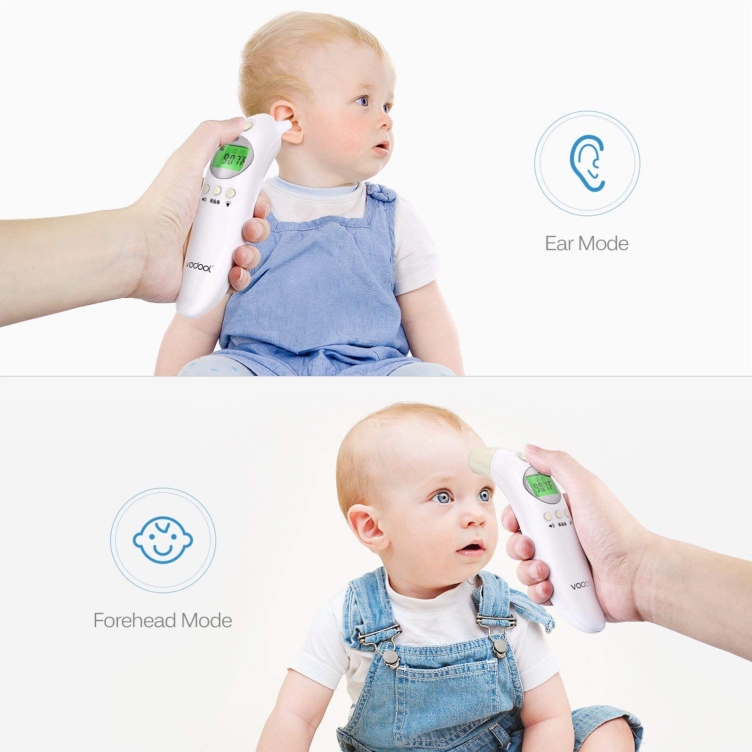 Baby Fieberthermomete, Stirnthermometer Ohrthermometer Medizinischer Infrarot Digital Thermometer, Sofortiges Lesen Fieberwarnung Klinische Überwachung CE FDA und RoHS Zertifiziert