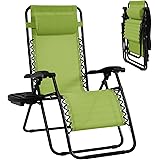 Goplus Zero Gravity Chair, Adjustable Folding Reclining Lounge Chair with Pillow and Cup Holder, Patio Lawn Recliner for Outd