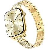 KADES Compatible with Apple Watch Band for Women, Fits for Series 11/10 (46/42mm), Series 9/8/7 (45/41mm), Series 6/5/4/SE (44/40mm), Series 3/2/1 (42/38mm), Shiny Rhinestone Metal Bracelet Strap