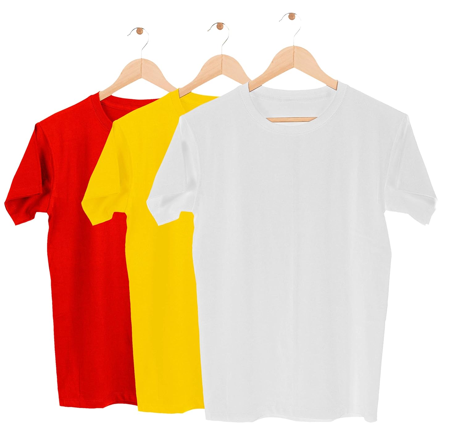 Buy Craziland 3 White, Yellow & Red Plain TShirt Combo for