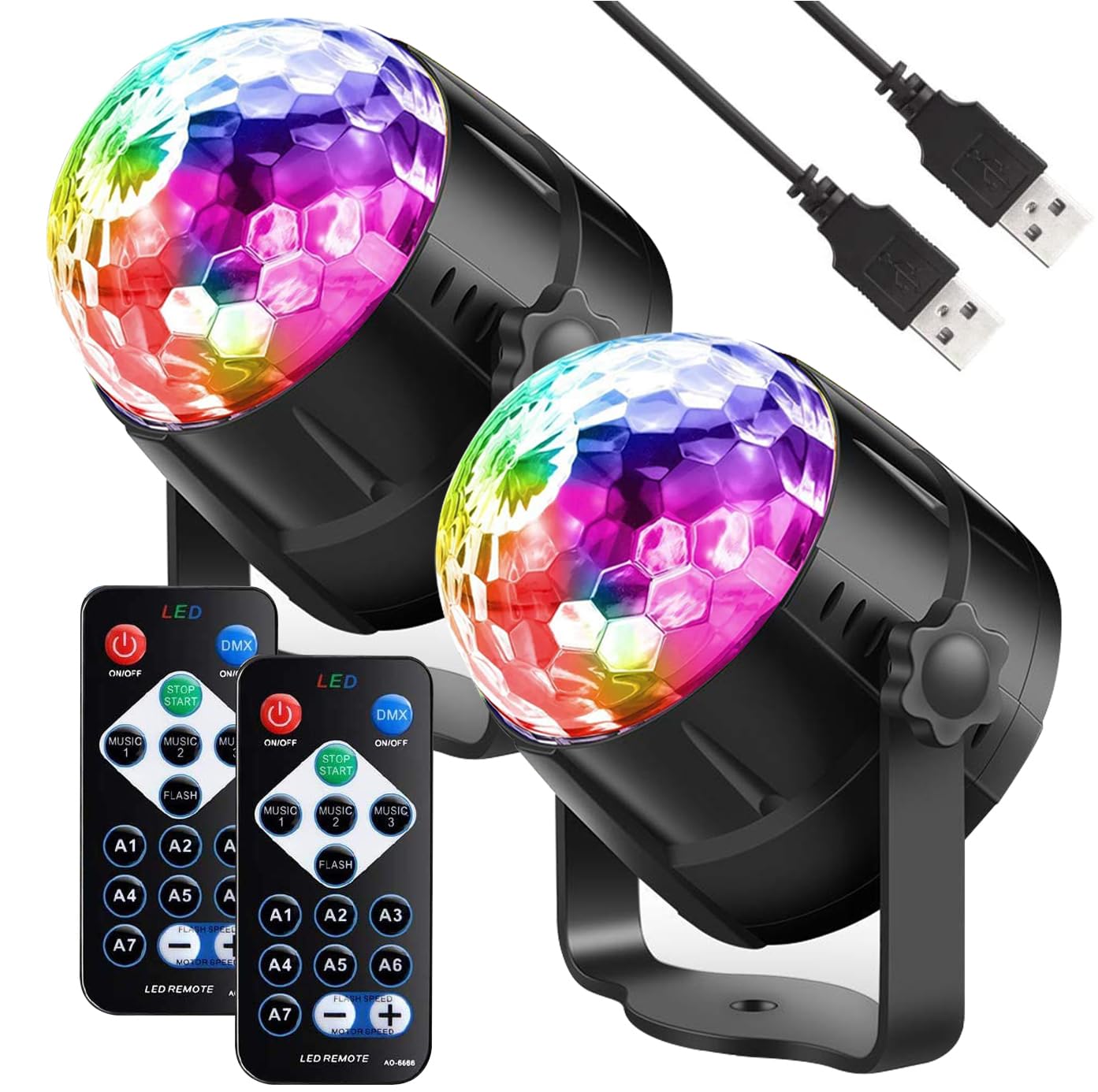 Party Lights Disco Ball LED Strobe Lights Sound Activated, RBG Disco Lights,dj Lights,USB Powered Stage Light for Home Room Dance Parties Birthday Bar Karaoke Xmas Wedding Show Club