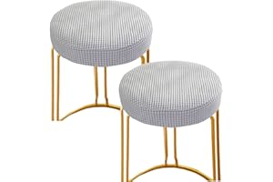 ANWUCHEN Stool Covers Round,2 Pack Stretch Round Bar Stool Covers Elastic Bar Chair Covers Bar Stool Seat Covers Washable Stool Cushion Slipcover for 13-18 Inch Chair(Light Grey)
