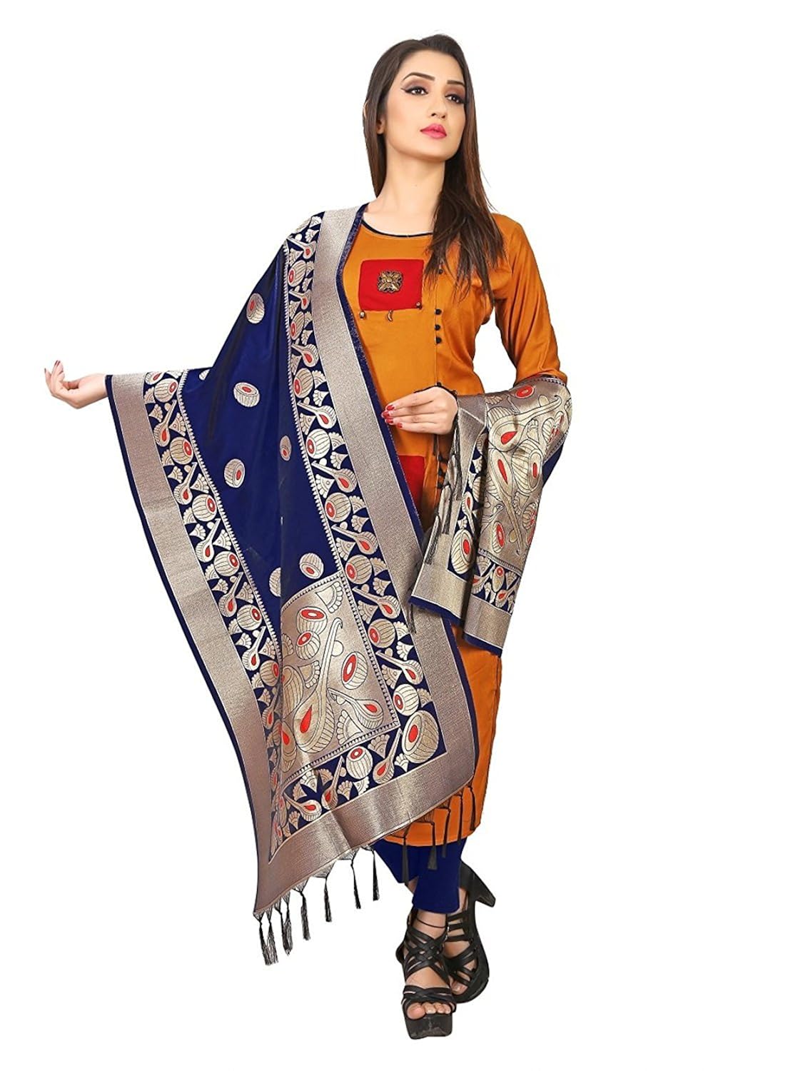 priyanshi fashion art silk zari woven dupatta/stole