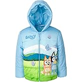 Bluey Girls Zip Up Puffer Jacket Toddler to Little Kid Sizes (2T - 7-8)