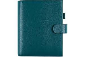Moterm Leather Cover for Half Letter/Junior Discbound Planner, with Back Pocket (Pebbled-Deep Teal)