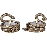 NIKKY HOME Gold Snake Tealight Candle Holders Set of 2, Centerpiece Table Decorations, Decorative Metal Stand for Tea Light Candles, Votive Candles