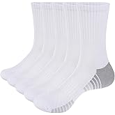 YUEDGE Mens Cushioned Crew Socks For Men, Sweat Wicking Anti-Odor Casual Everyday Work Gym Golf Training Athletic Socks