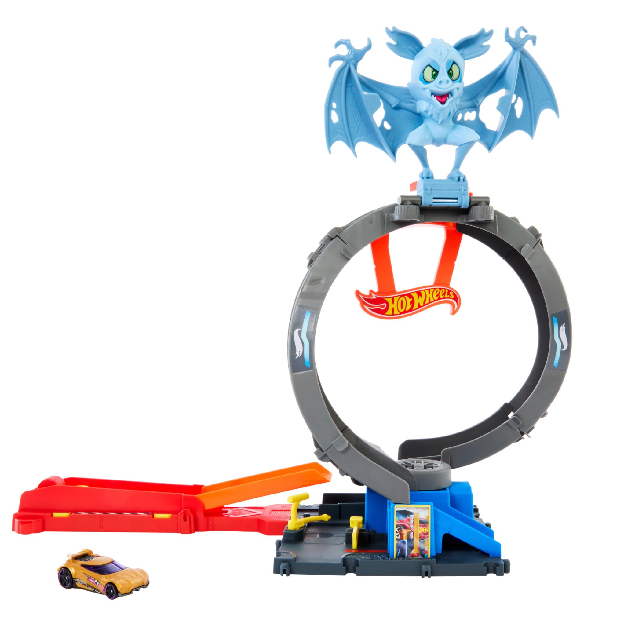Hot Wheels Let's Race Netflix - City Toy Car Track Set, Bat Loop Attack with Adjustable Loop & Launcher, 1:64 Scale Toy Car, HTN78