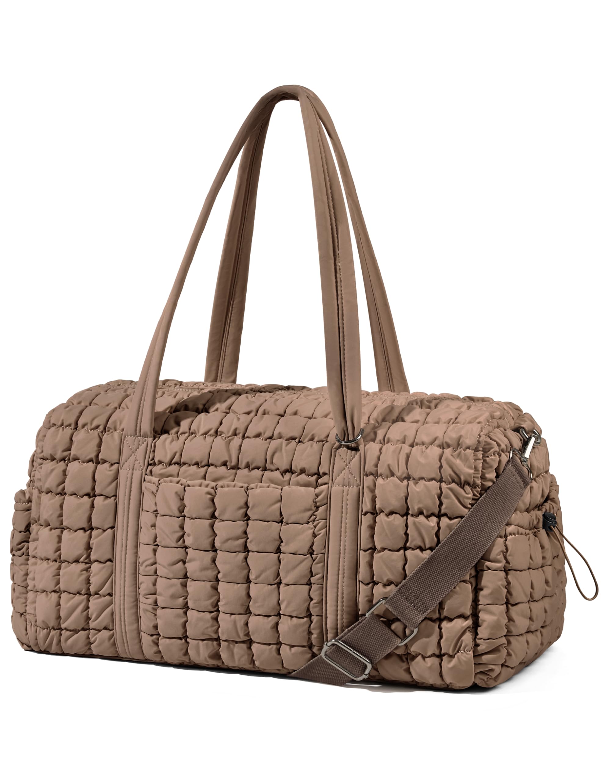 Photo 1 of Quilted Travel Duffle Bag for Women Weekender Bag Large Puffer Overnight Bags Soft Puffy Duffel Bag Carry on Gym Bag Lightweight Personal Item Travel Bag for Trips Business Sport Airplane (Khaki)