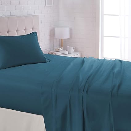 Amazonbasics Lightweight Super Soft Easy Care Microfiber Sheet Set With 16 Deep Pockets Twin Dark Teal