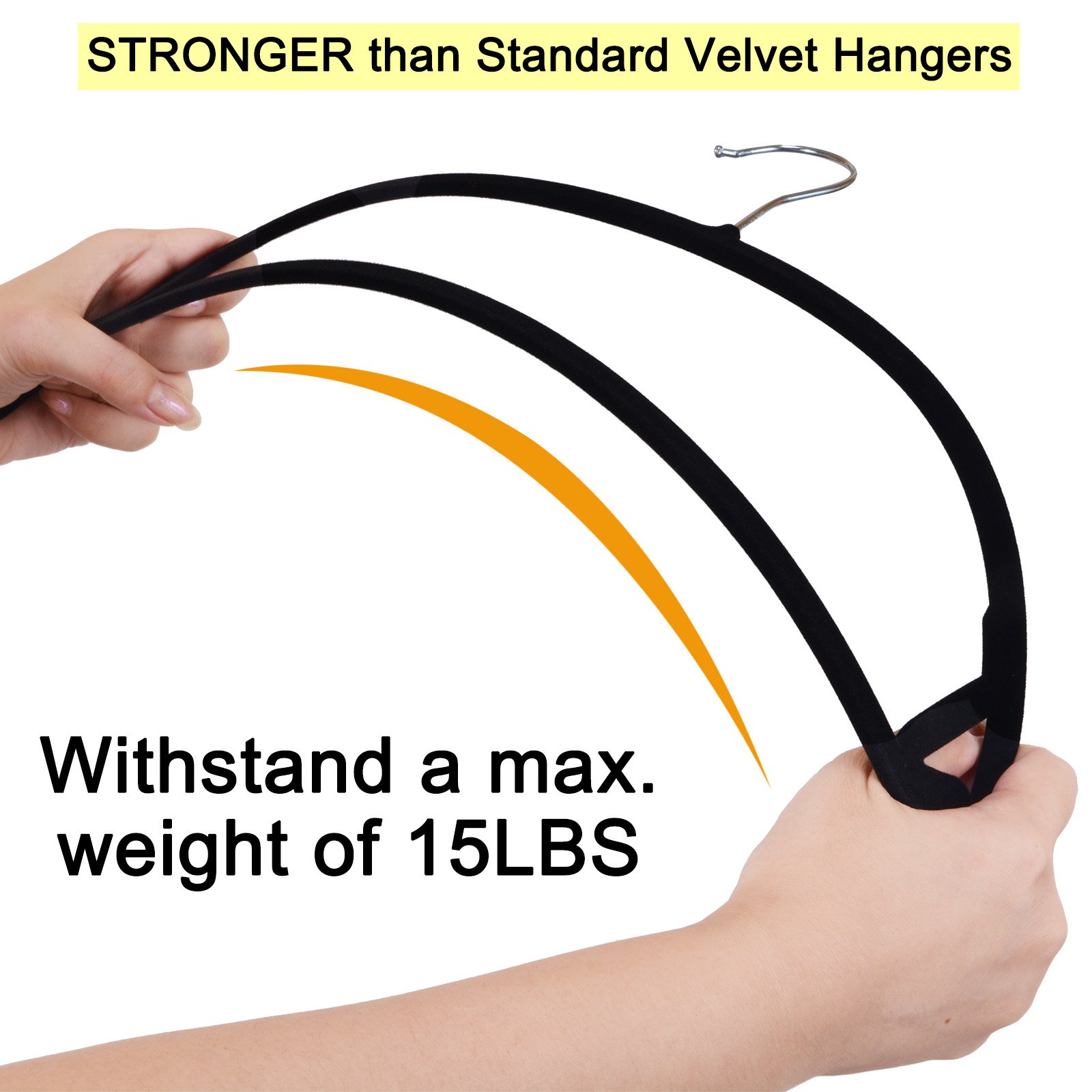 Voilamart Velvet Hangers Pack of 50 No Shoulder Bumps Suit Hangers with Chrome Hooks, Non Slip Space Saving Clothes Hangers Heavy Duty Rounded Hangers for Sweaters, Coat, Pants, Shirts, Dresses