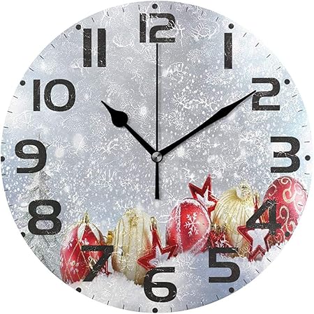 L Fenn Hiver Arbre De Noel Flocon De Neige Or Horloge Murale Silencieuse Non Tic Tac Horloge Boule Rouge Horloges A Piles Horloge De Bureau Vintage Amazon Fr Cuisine Maison