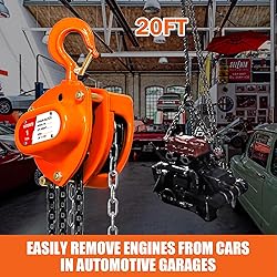 YATOINTO Chain Hoist 1 Ton(2200 Lbs) Capacity 20 FT