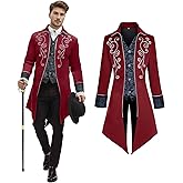 NFAUEIK Men's Medieval Steampunk Jacket Victorian Coat Renaissance Renaissance Tailcoat Halloween Costume