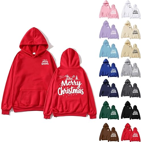 DUHGBNE christmas jumper plus size women Christmas Costume for Women Uk 2025 Minimalist Xmas Theme Graphic Print Merry Hoodies Fashion Xmas Long Sleeve jumpers