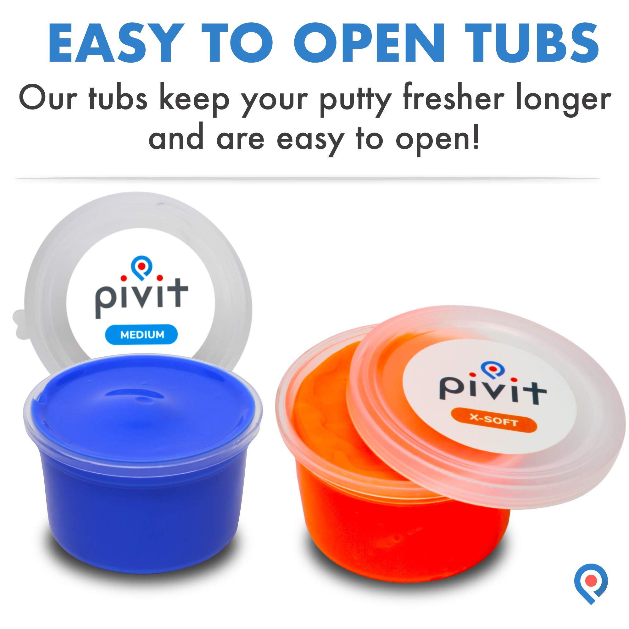 Pivit Therapy Putty Hand Exerciser Stress Balls for Adults 4 Pack Fingers Hands & Grip