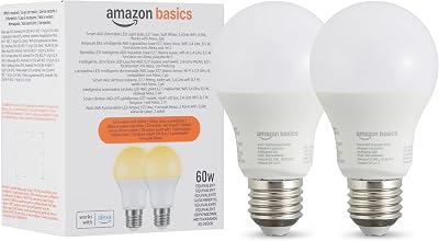 Lot de 1 ampoule LED intelligente à intensité variable, E27, 8W (60W Equivalent), Fonctionne uniquement avec Alexa, Blanc Doux, 2 pièce