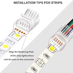 Flutesan 20 Pcs 5 Pin 12 mm LED Strip Connector RGB