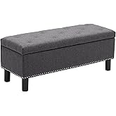 Furniliving Storage Ottoman, 43'' Foldable Upholstered Storage Bench with Seating for Bedroom Living Room, End of Bed Bench w