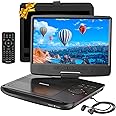 Megatek 12.5" Portable DVD Player with Headphones, Extended 6-Hour Battery, 10.5" HD Swivel Screen, Supports CD/DVD/USB/SD Card, Car Headrest Mount, Car Charger, AC Power Adapter, Remote Control