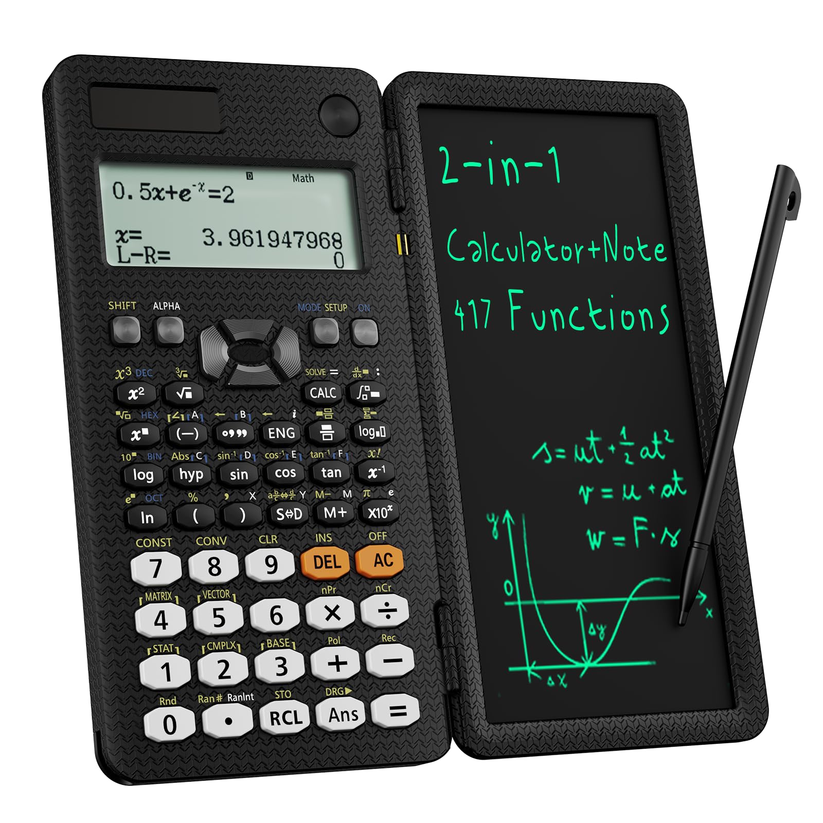 Scientific Calculators for Students 991ES Office Calculators Desktop, ROATEE 4-Line Display Calculator with Erasable LCD Writing Tablet, Solar Battery Power with Notepad Calculator for School