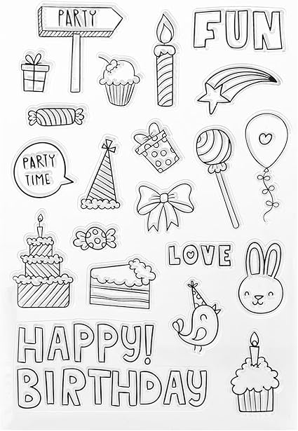 Amazon Co Jp クリアスタンプ アルファベット レタリング カードマーク Happy Birthday スクラップブック ホーム キッチン