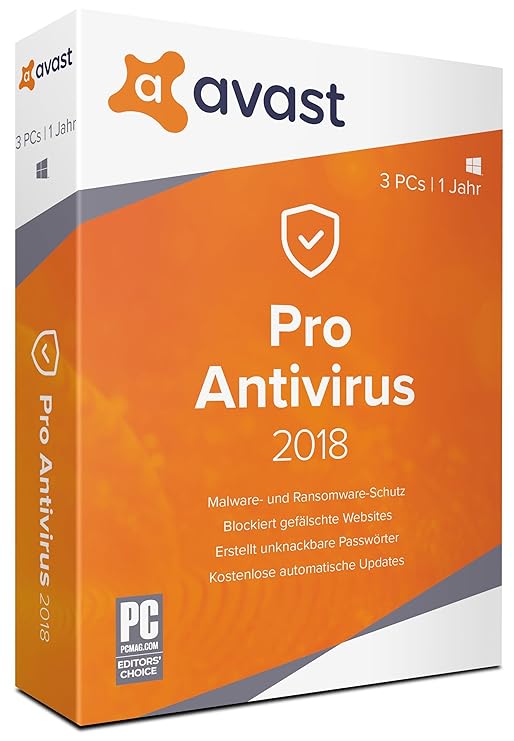 S.A.D AVAST Pro Anti Virus (2018) 3 PCs / 1 Jahr Software