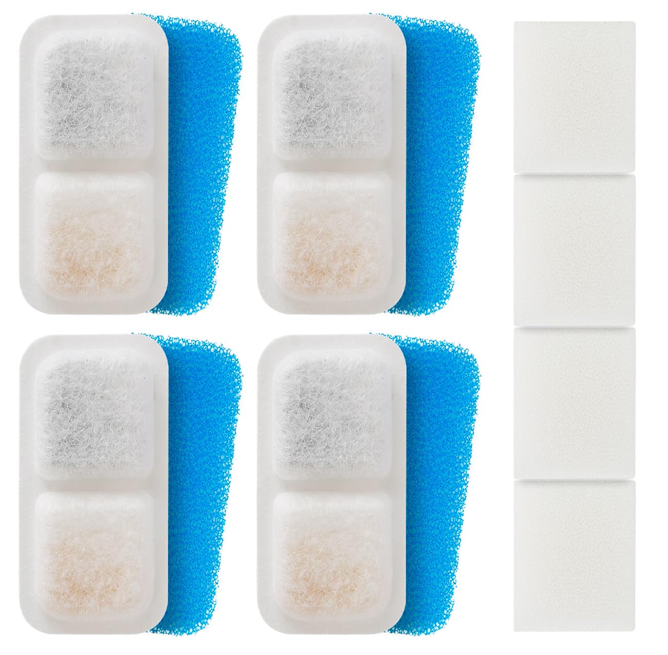oneisall 4 Pack Replacement Filters for PWF-001 2L/67oz Cat Water Fountain, 3 Filtration System