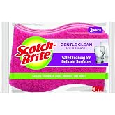 Scotch-Brite Delicate Clean Non-Scratch Scrub Sponge, 3 Pack | Kitchen Sponges for Cleaning Home, Bathroom, Effective + Gentle Dish Scrubber, Safe on Nonstick surfaces