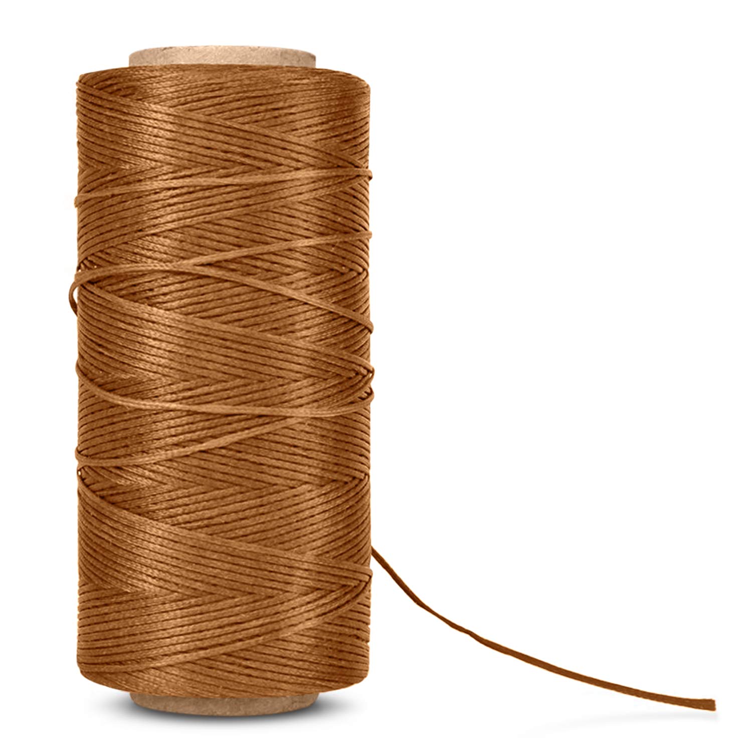 Flexzion Waxed Thread - 284 Yards (260 meters) 0.8mm 150D Polyester Wax Thread for Leather Sewing, Bookbinding, Stitching, Repairing, Beading, & DIY Projects (Khaki)
