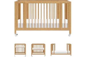 babyletto Rolli Convertible All-Stages® Bassinet and Full-Size Crib in Honey, Greenguard Gold Certified, FSC Certified, Portable & Adjustable with Conversion Kits and Pads Included